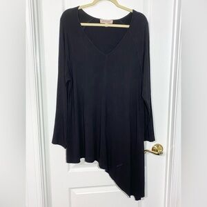 Philosophy Black Asymmetrical V-Neck Tunic Top XL